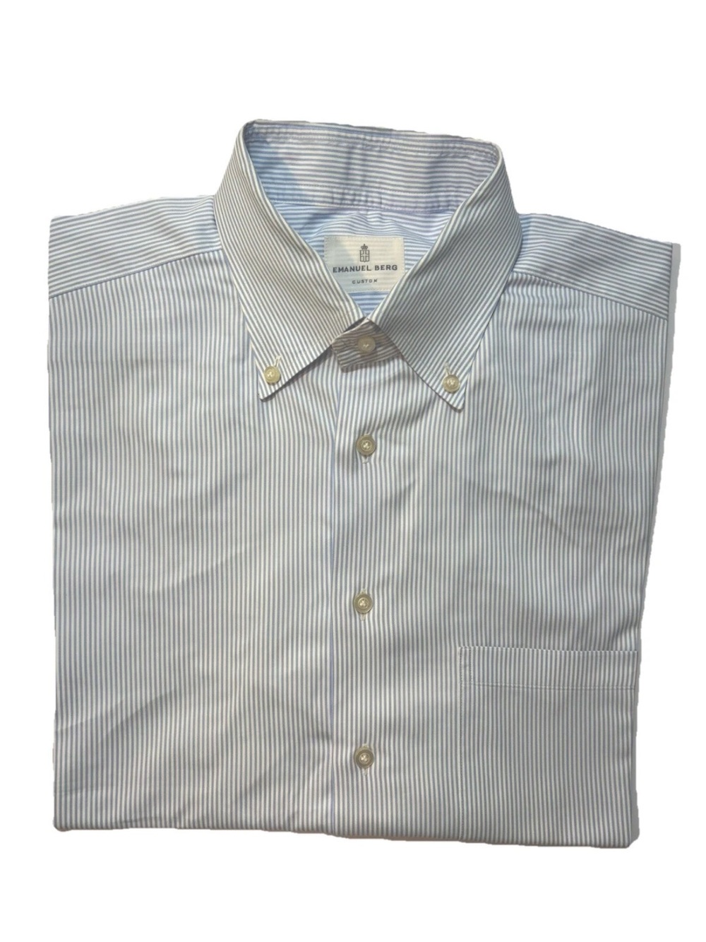 Emanuel Berg Men's Blue Stripe Button-Down Dress Shirt 42 - L Long sleeve